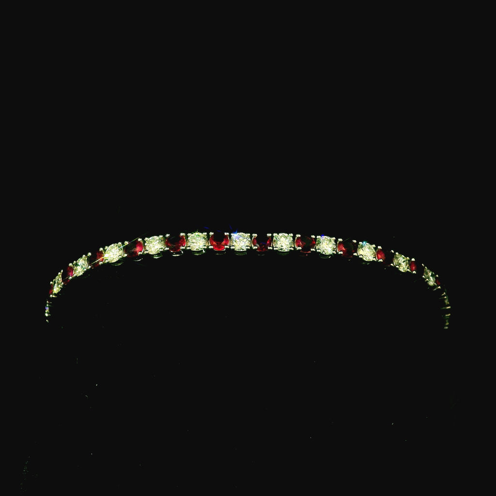 red and white bracelet. diamond bracelet for women. women's diamond jewellery