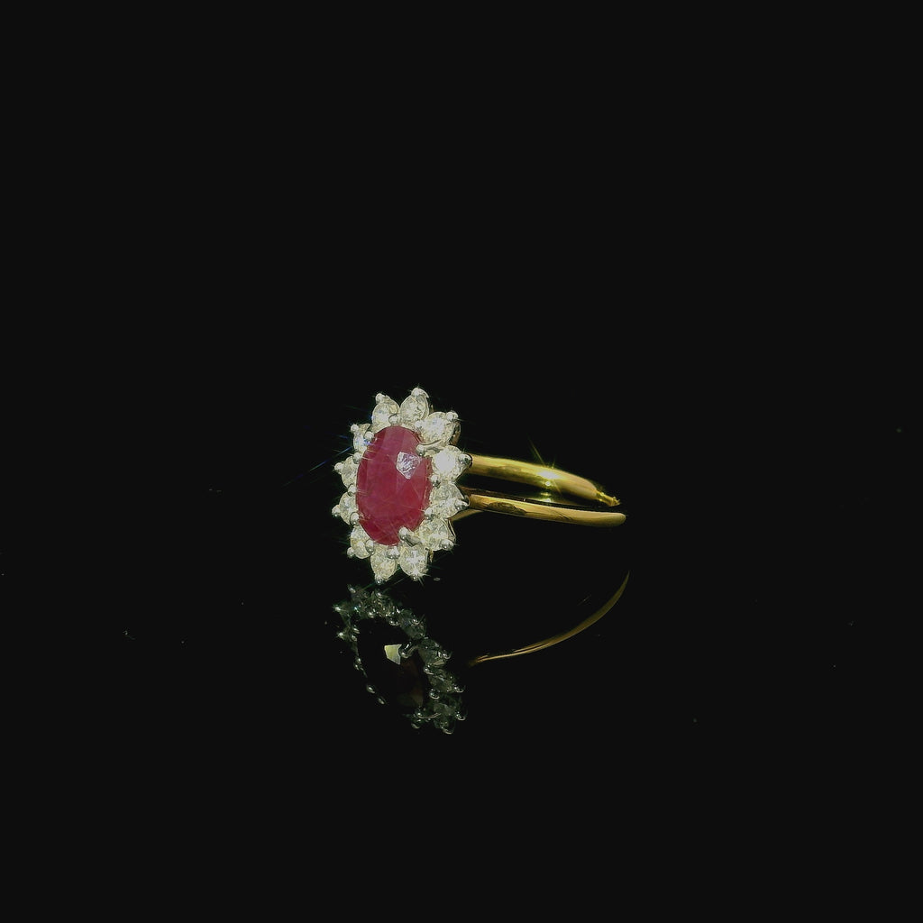 white gold ring. yellow gold ring. diamond cluster ring for women. ruby jewellery. ruby rings for women. west malling