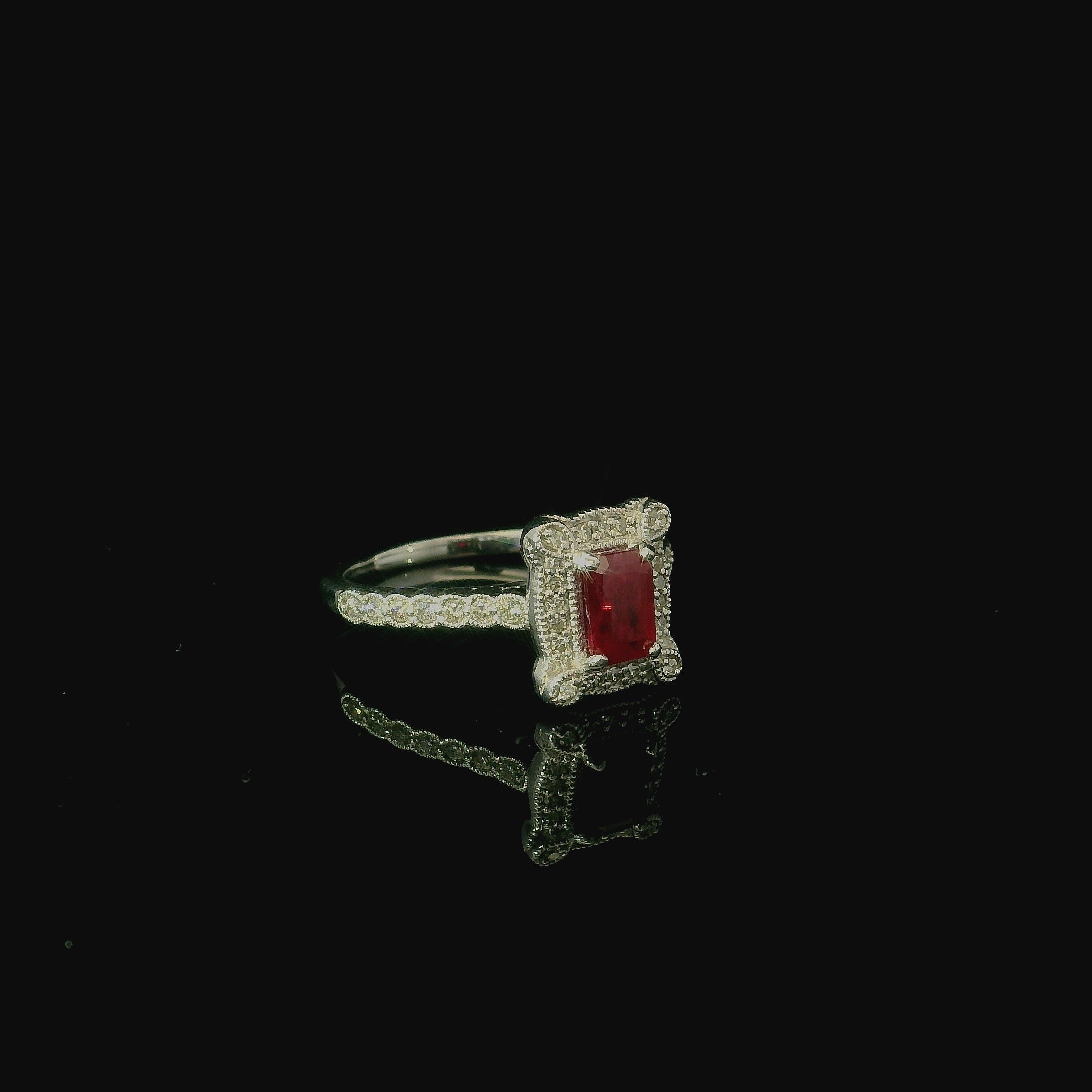 9ct White Gold Ruby and Diamond Cluster Ring - Andrew Smith Jewellers