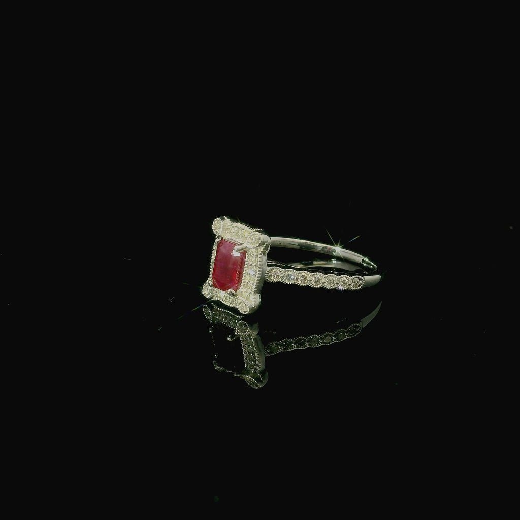 ruby and diamond ring for women. borough green jewellery. west malling jewellery. white gold jewellery. white gold gift