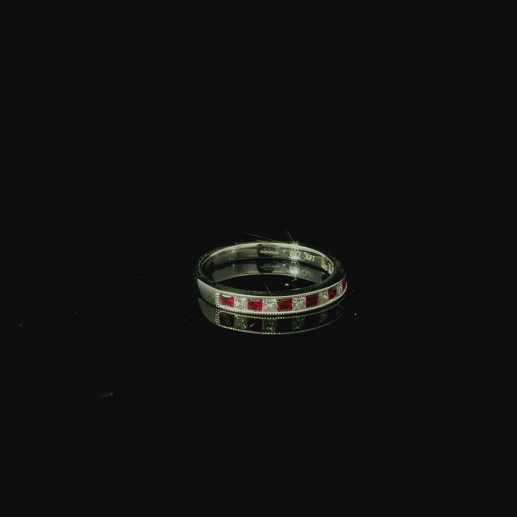ruby eternity ring for women. simple white gold ring 