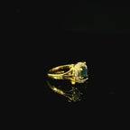 gold ring with oval sapphire stone and diamond cluster - vintage inspired antique art deco ornate ring