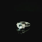 Platinum Aquamarine and Diamond Art Deco Style Ring – Baguette Diamond Shoulders - Andrew Smith Jewellers
