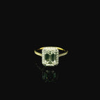lab grown diamond ring. diamond ring with diamonds along band. gold ring with diamonds. gold ring with diamonds on shoulders
