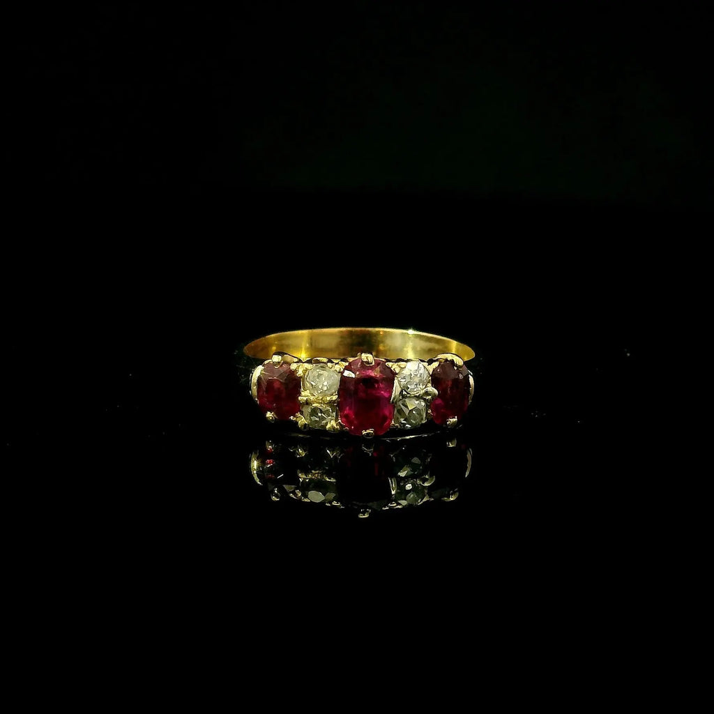 gold ring with rubies and diamonds - vintage antique ring in kent