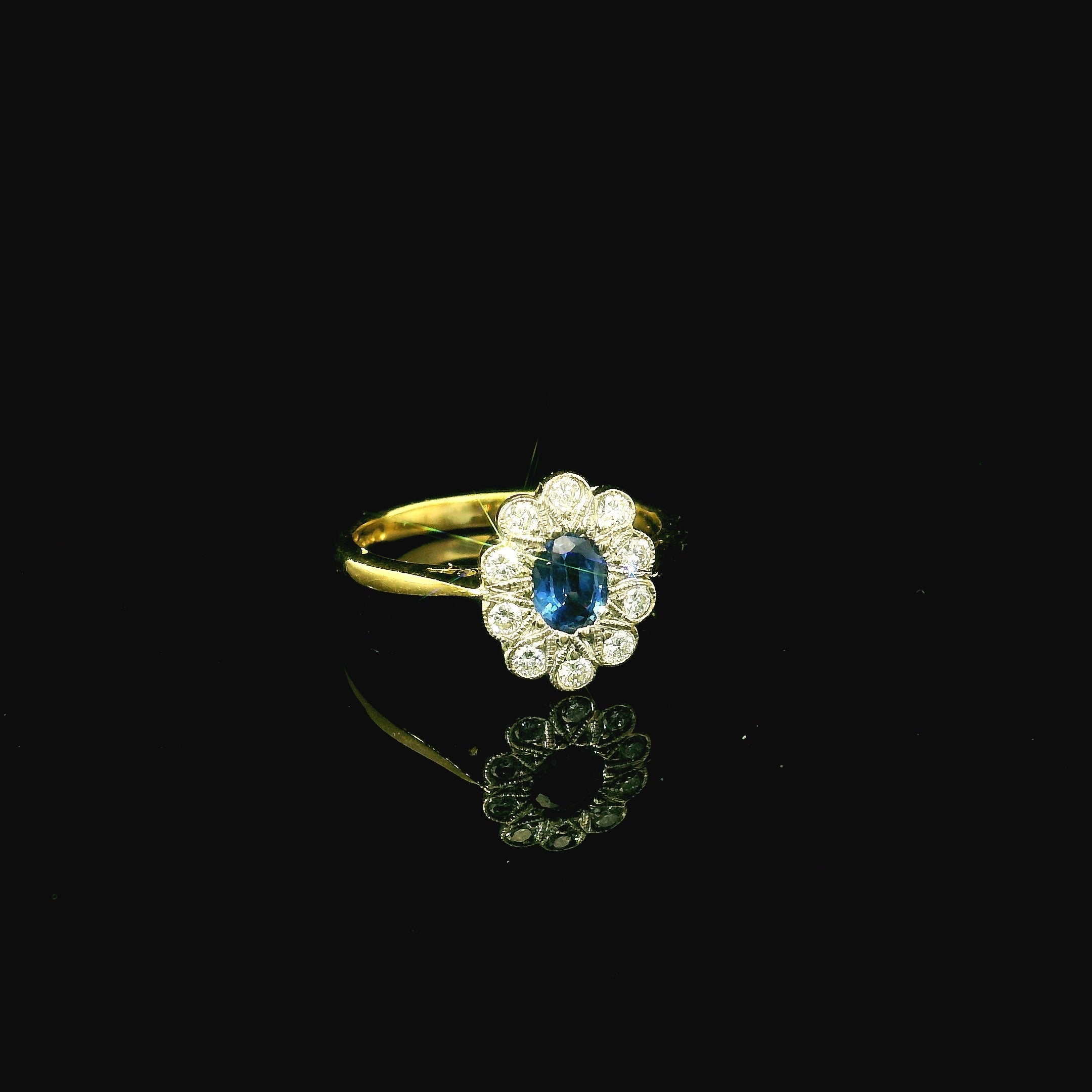 oval cut sapphire ring. yellow gold ring for women. kent jewellers