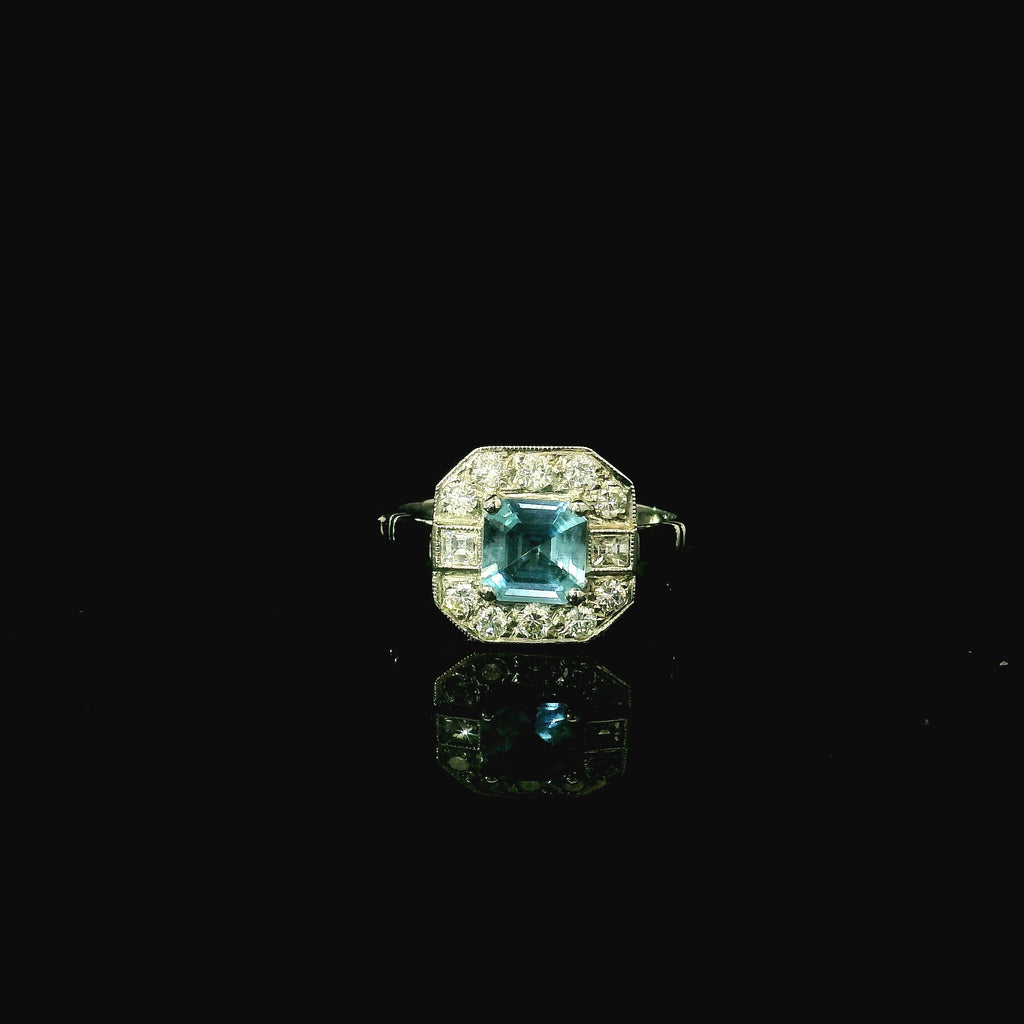 vintage square platinum ring for women