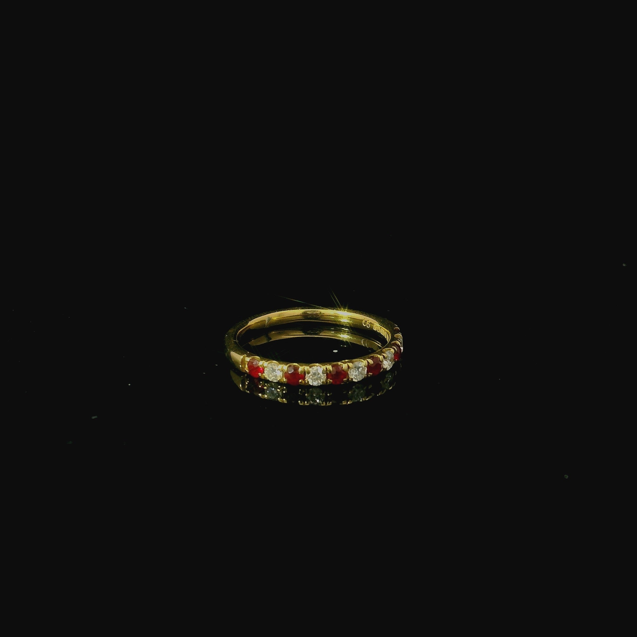 ruby and diamond eternity ring for women. yellow gold ring. jewellery for sale kent. west malling jewellers