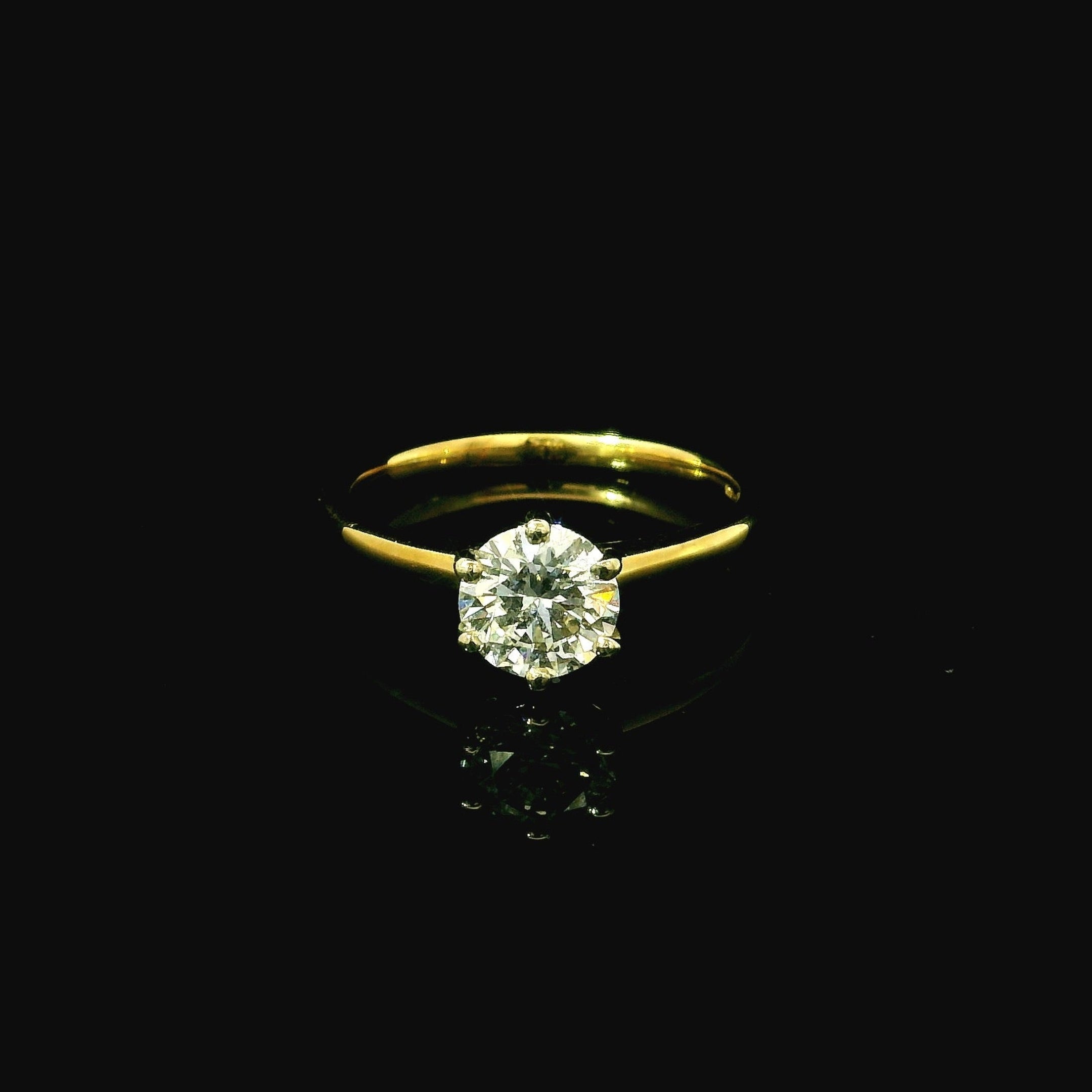 yellow gold ring. diamond engagement ring. diamond solitaire ring. lab grown diamonds. brilliant round cut diamond ring