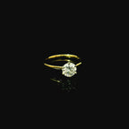 yellow gold ring with lab grown diamond. diamond engagement ring for women. diamond ring for women. 