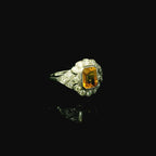 yellow sapphire. platinum art deco ring. antique ring for women. art deco jewellery for women
