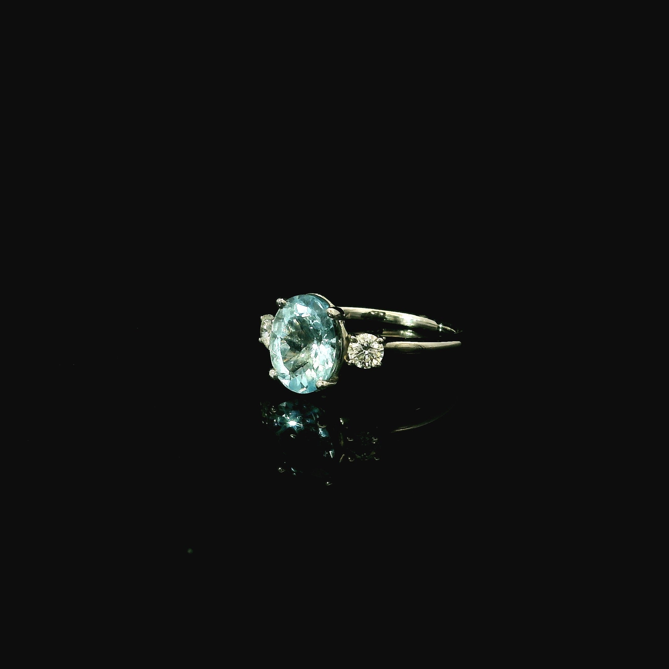 White Gold Aquamarine and Diamond Three Stone Ring in maidstone kent
