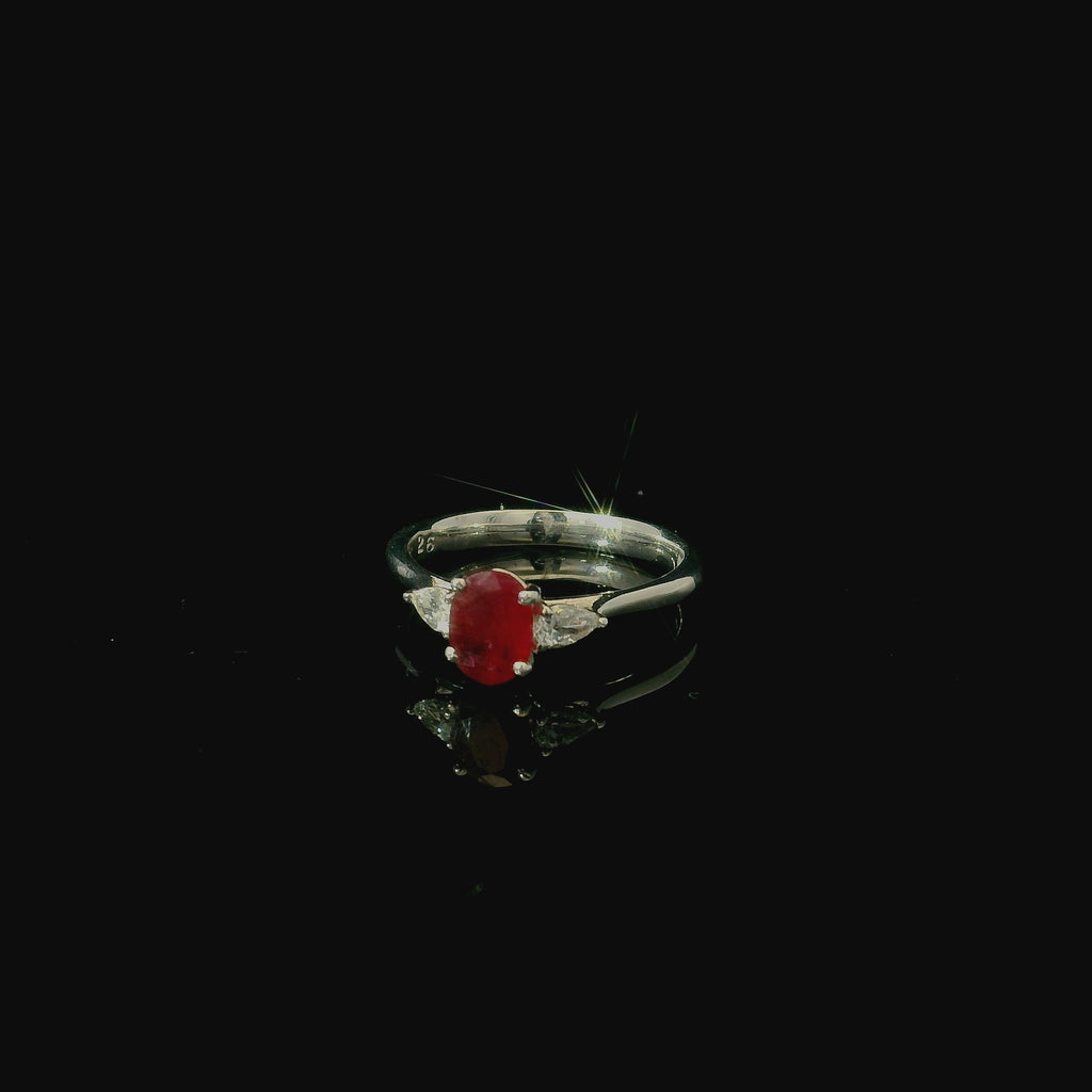 platinum ring for women. red ruby oval cut stone platinum ring. pear cut diamond ring. oval cut rings for woman