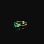 platinum ring for women. emerald green ring. authentic vintage and antique rings for sale