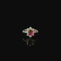 oval cut pink ruby ring. platinum ring. authentic jewellery for sale in kent. west malling. gift for her. engagement rings for women 