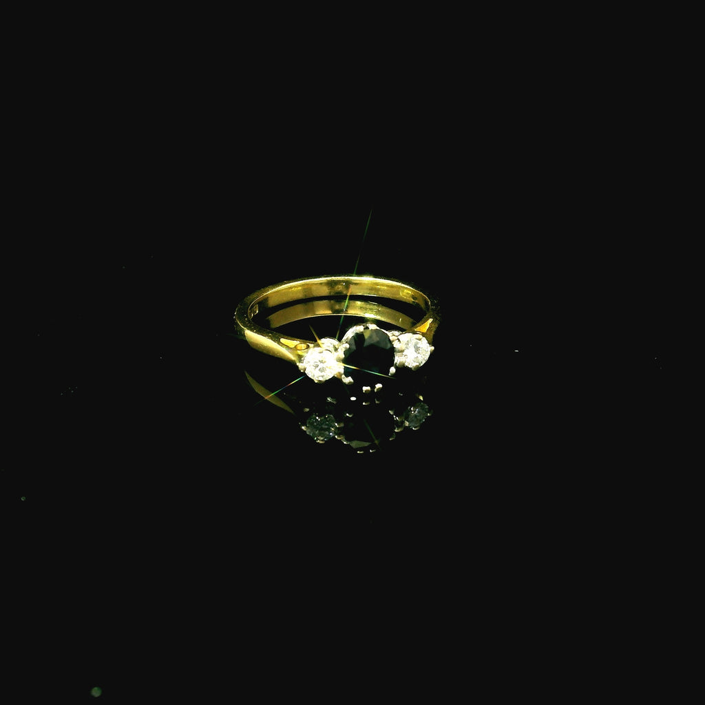 dark blue sapphire gold ring for women. sapphire ring for women. vintage antique inspired ring for women.