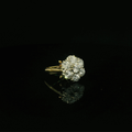 yellow gold vintage antique ring. traditional antique ring jewellery for women. daisy cluster with diamonds. diamond rings for women