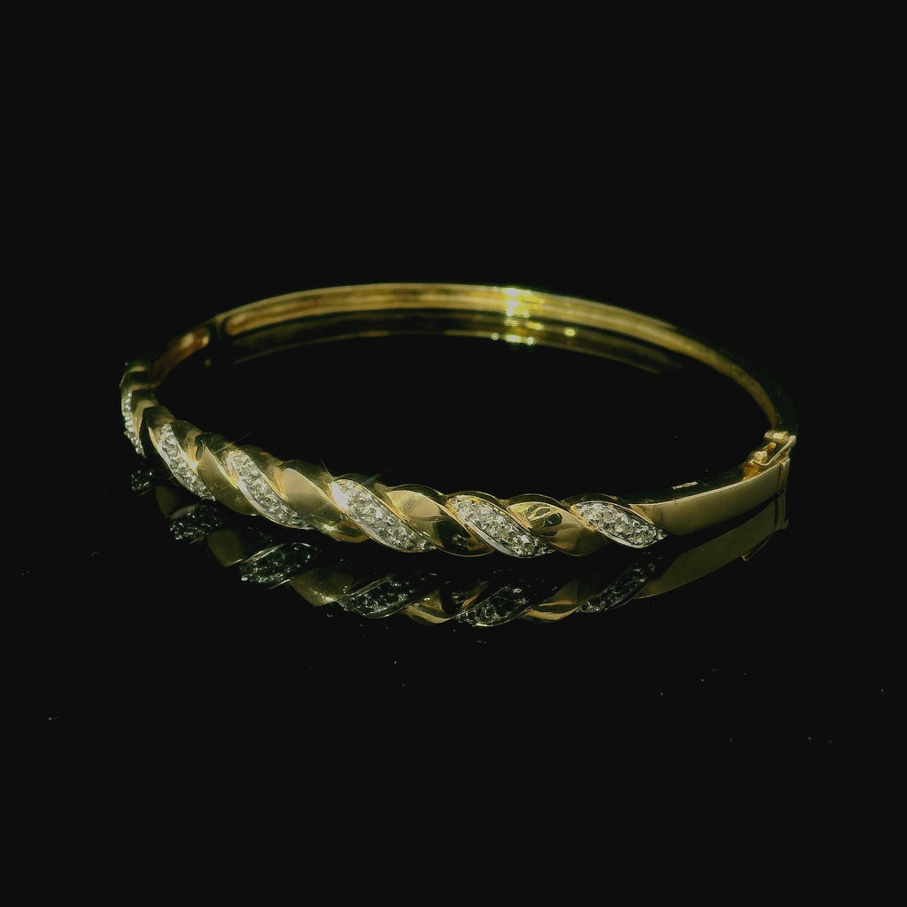 9ct Yellow Gold and Diamond Bangle Andrew Smith Jewellers