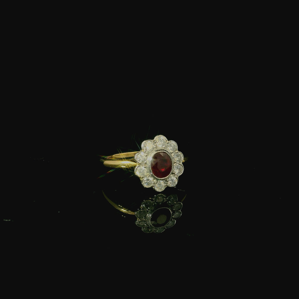 yellow gold ring for women. diamond cluster shape of flower ring. gold ring for women