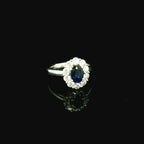 sapphire and diamond ring. white gold sapphire ring. white gold ring for women. womens sapphire ring