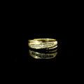 yellow diamond ring with an inset of diamonds. wedding band with diamonds