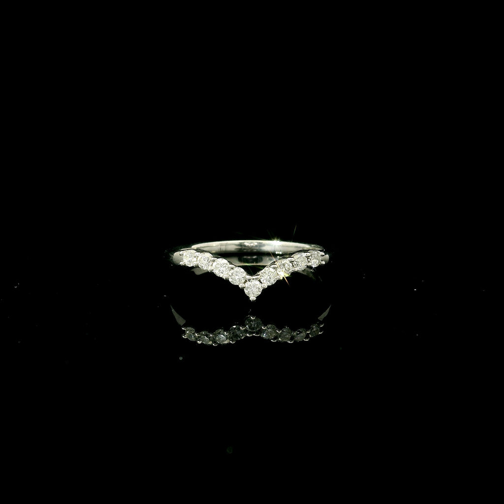 white gold diamond ring for women, wedding white gold ring, wish bone ring
