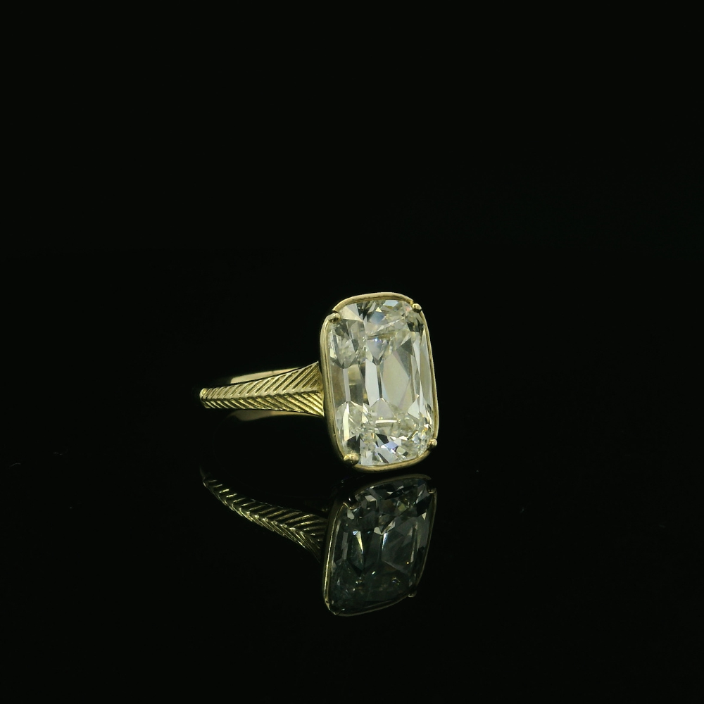 gold engagement ring with detailing. lab grown diamond for women. lab grown diamond engagement ring