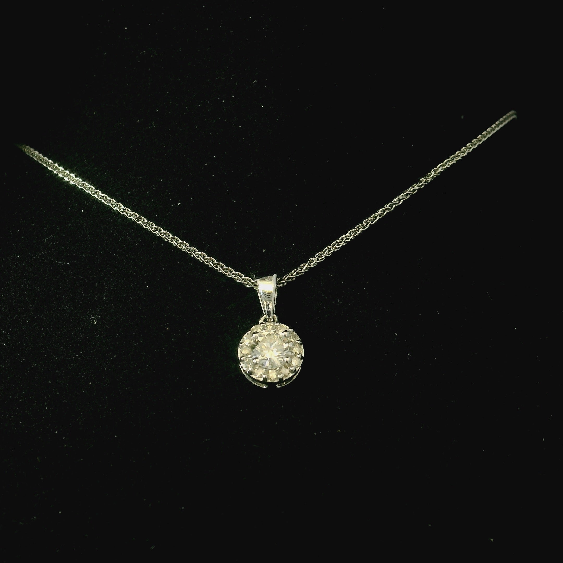 white gold necklace with diamond