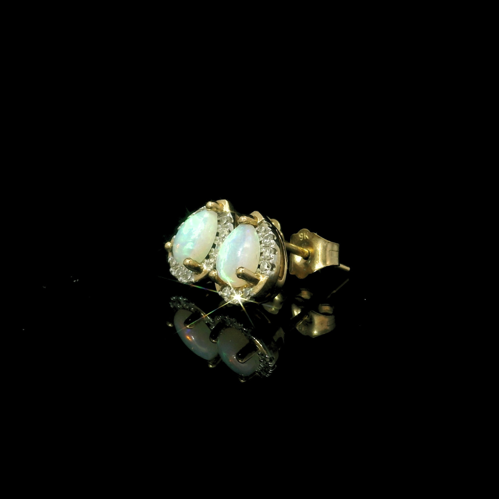 opal stud earrings with diamonds. diamond earrings for women. wedding gift for women. wedding earrings