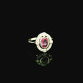 oval cut sapphire gem stone ring. white gold ring with pink gem stone. pink gem gold ring