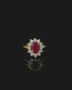 red ruby ring with diamonds. diamond rings for women. ruby rings for women. ruby jewellery. gifts for women. east malling
