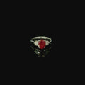 platinum ring with ruby stone and diamonds. ring for women. gifts for women. jewellery for women. jewellery for mothers day