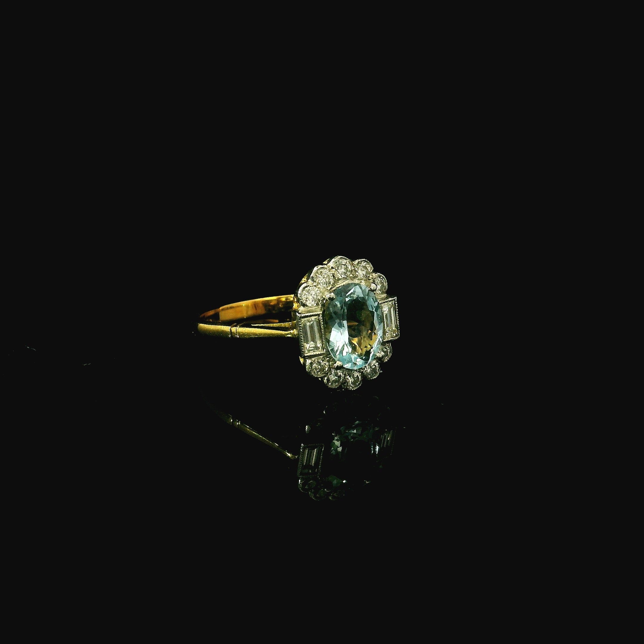 yellow gold ring antique inspired art deco ring