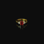 yellow gold ring. red ruby centre. diamonds. west malling rings. west malling jewellery. diamond ring for sale near me. maidstone