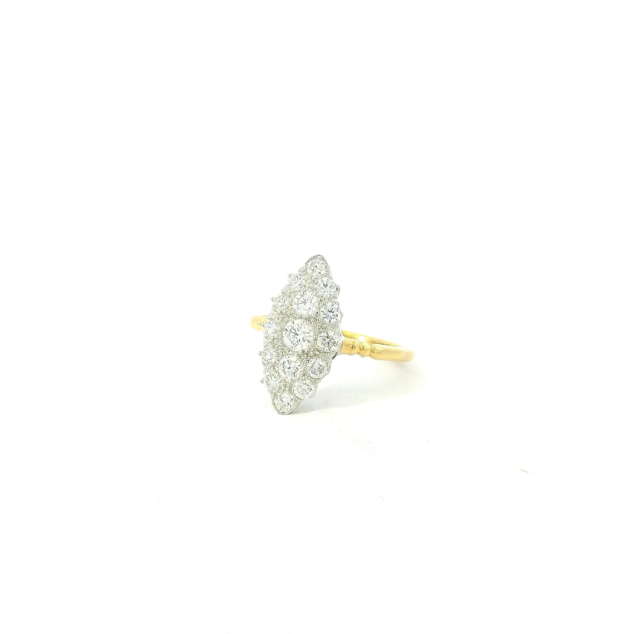 18ct Yellow & White Gold Diamond Ring – Marquise Cluster Design - Andrew Smith Jewellers