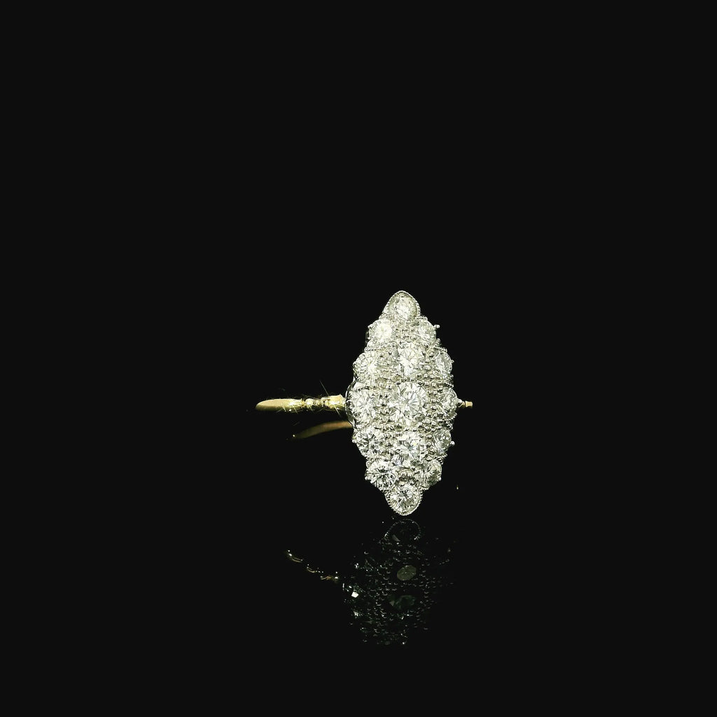 18ct Yellow & White Gold Diamond Ring – Marquise Cluster Design - Andrew Smith Jewellers