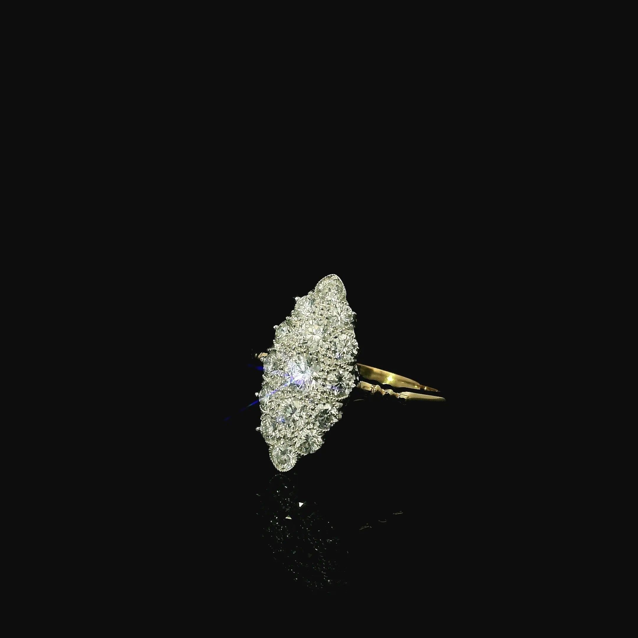 18ct Yellow & White Gold Diamond Ring – Marquise Cluster Design - Andrew Smith Jewellers