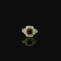 bold statement white gold ring. art deco antique vintage ring. costume jewellery. authentic antique jewellery. dark ruby.