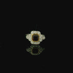 bold statement white gold ring. art deco antique vintage ring. costume jewellery. authentic antique jewellery. dark ruby.