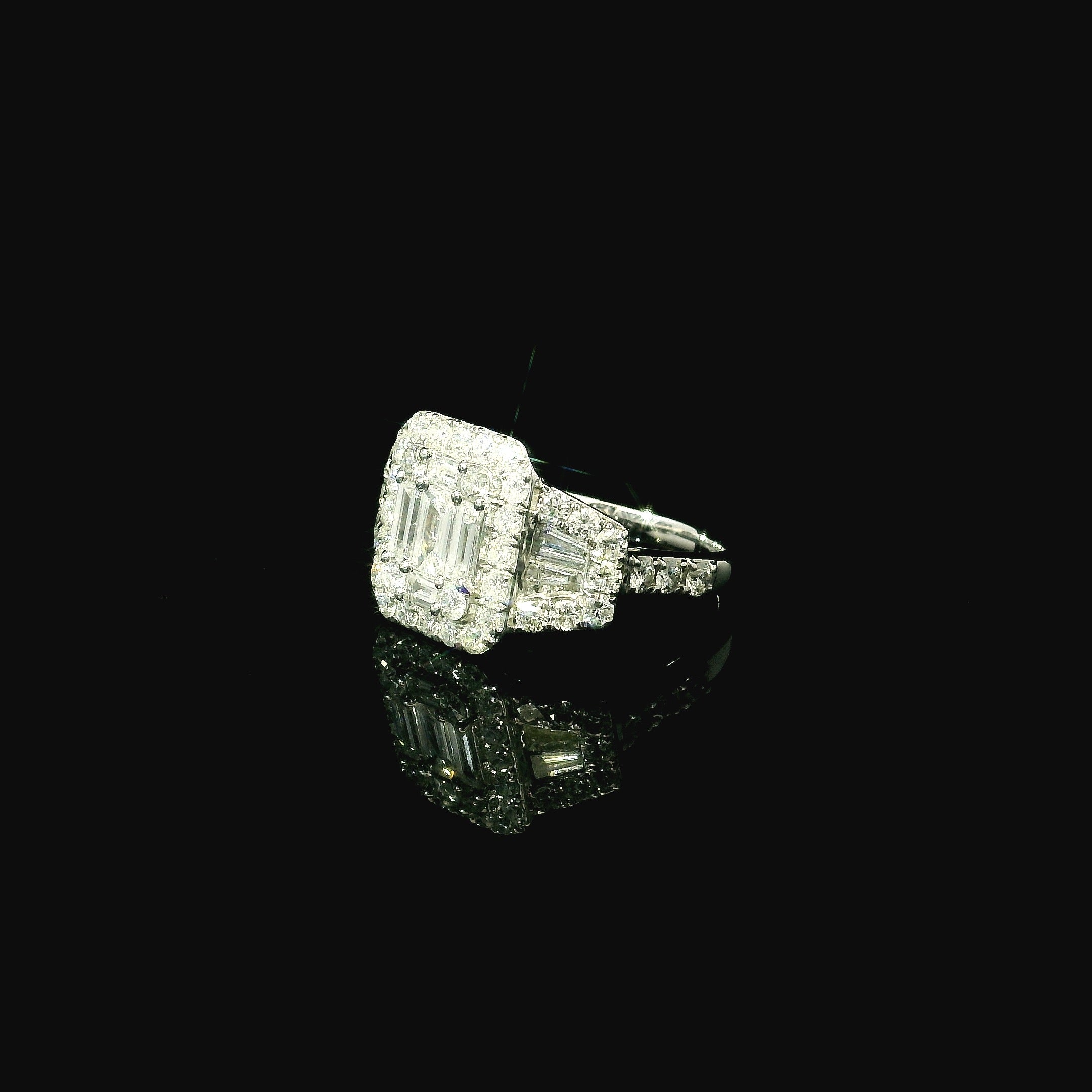 bold statement ring for women. platinum ring with 44 round brilliant cut diamonds. bold ring