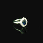 sapphire white gold ring in west malling. kent second hand luxury jewellery. luxury rings for women. diamond cluster 