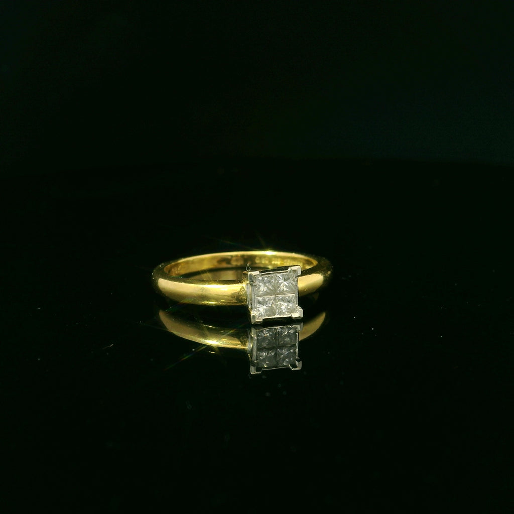 18ct Yellow Gold Ring with Princess Cut Diamond Ring