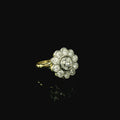 daisy shaped ring. gold ring. cluster diamond ring 