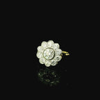 daisy shaped ring. daisy jewellery. diamond ring for women. art deco inspired floral ring