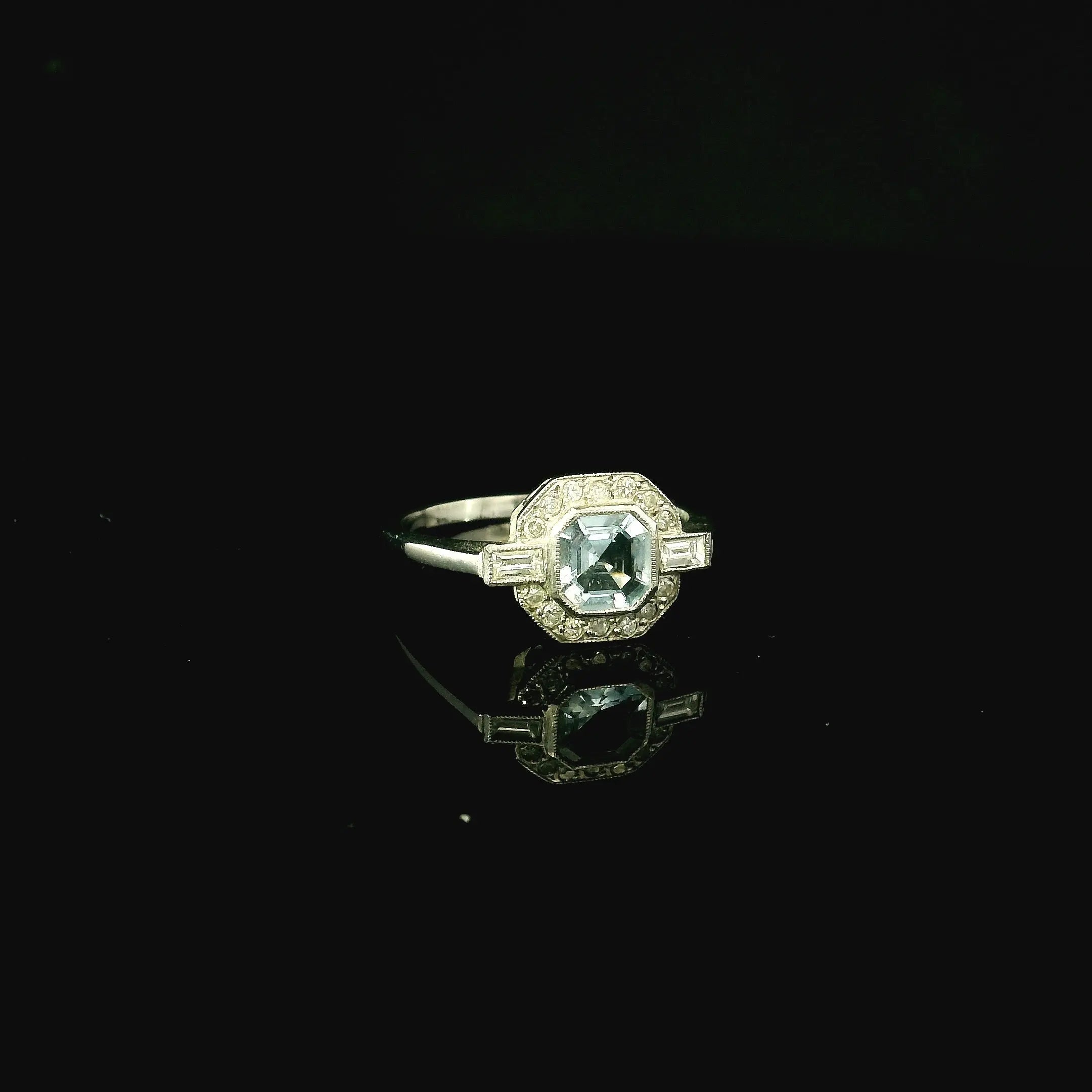 Platinum Aquamarine and Diamond Ring - Andrew Smith Jewellers