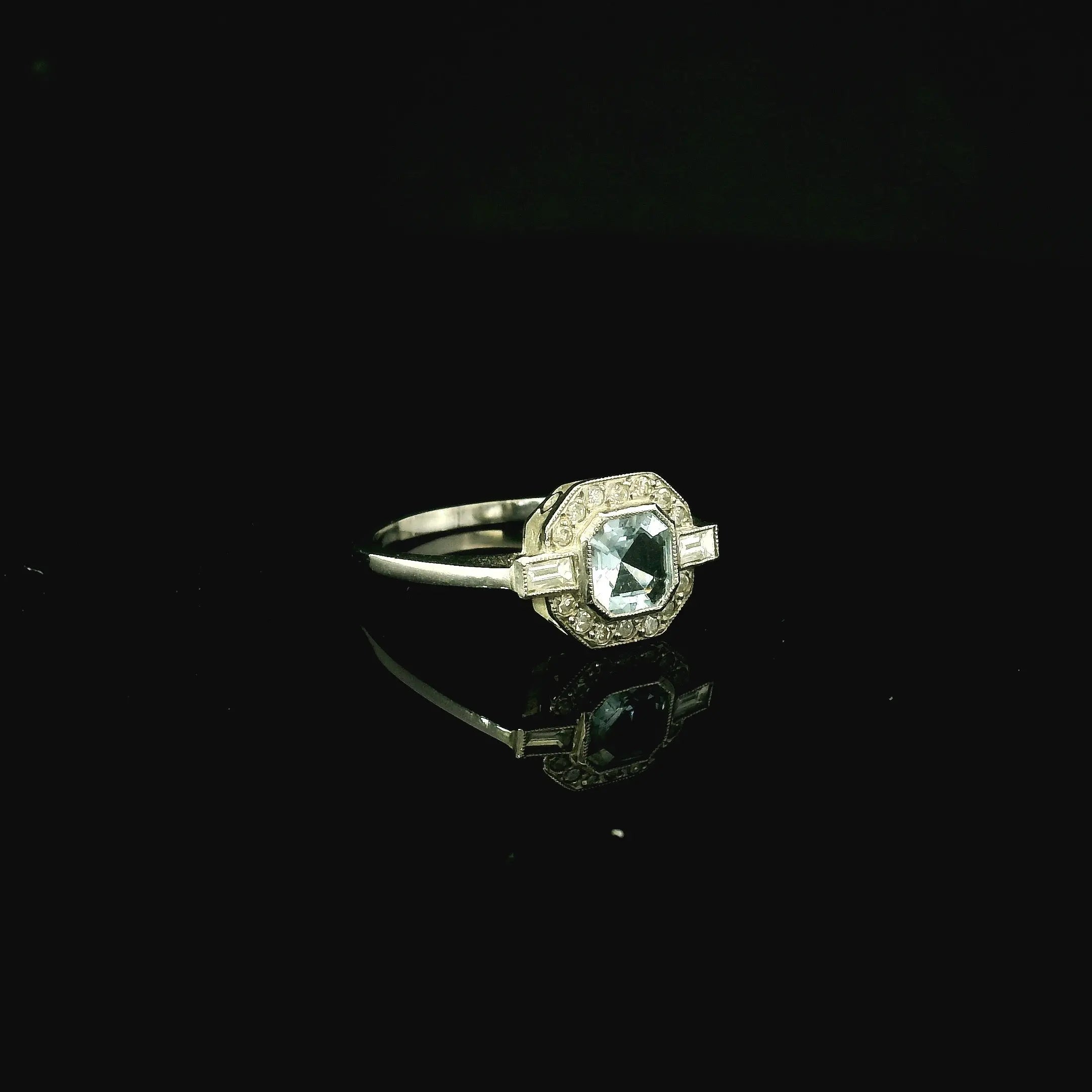 Platinum Aquamarine and Diamond Ring - Andrew Smith Jewellers