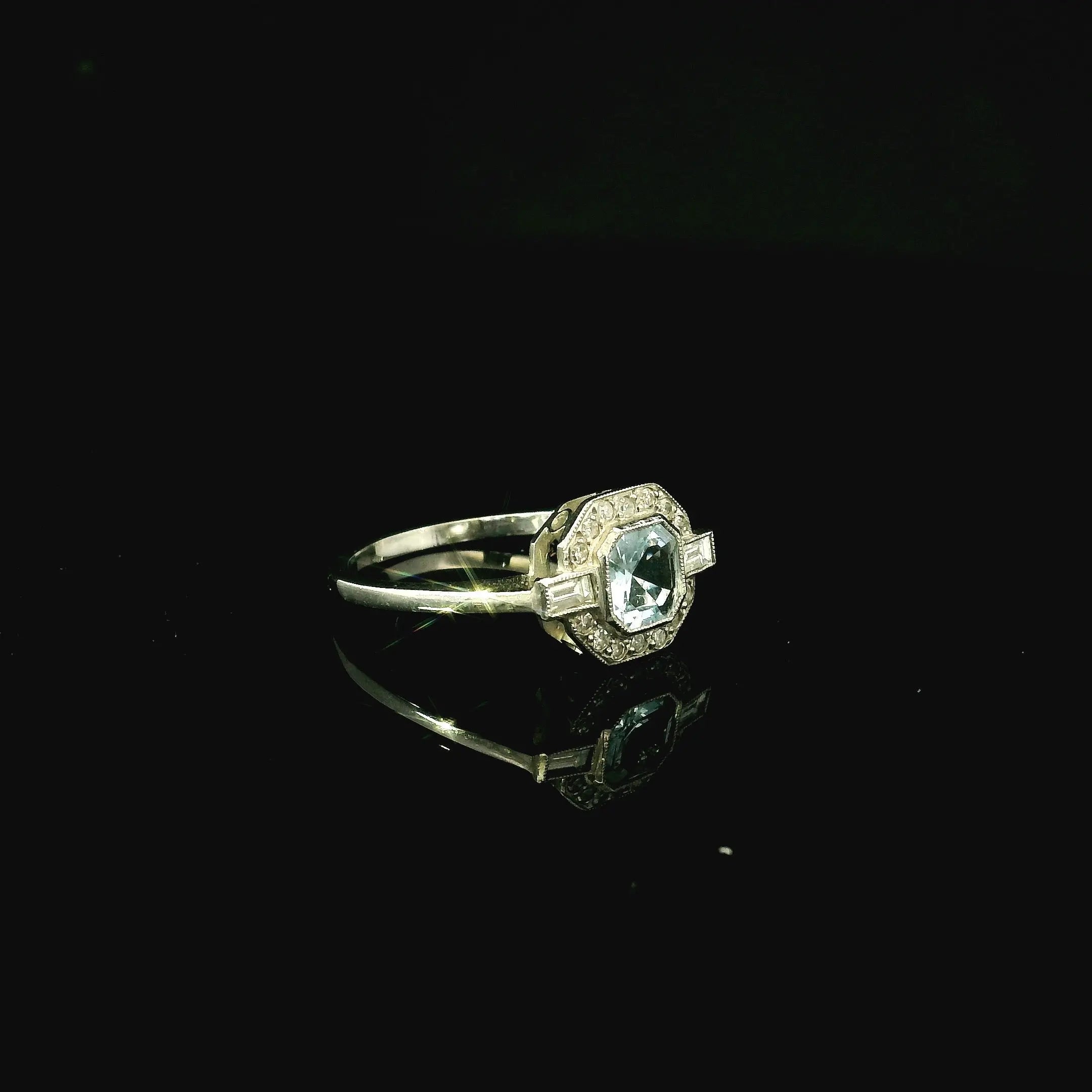 Platinum Aquamarine and Diamond Ring - Andrew Smith Jewellers