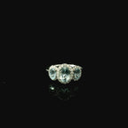 platinum aquamarine gemstone ring. oval cut aquamarine ring.
