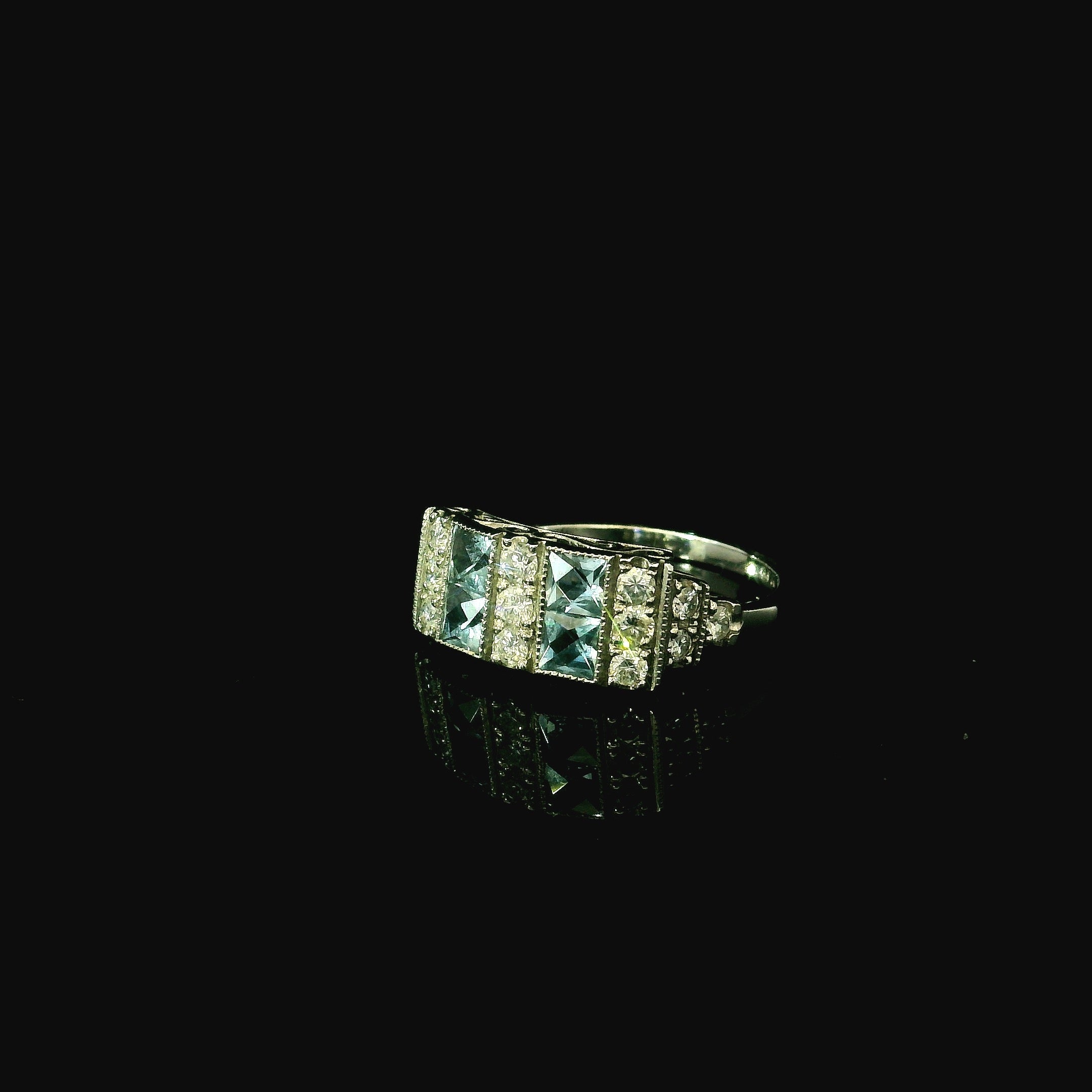 bold statement aquamarine art deco 1920s 1930s antique vintage ring for women