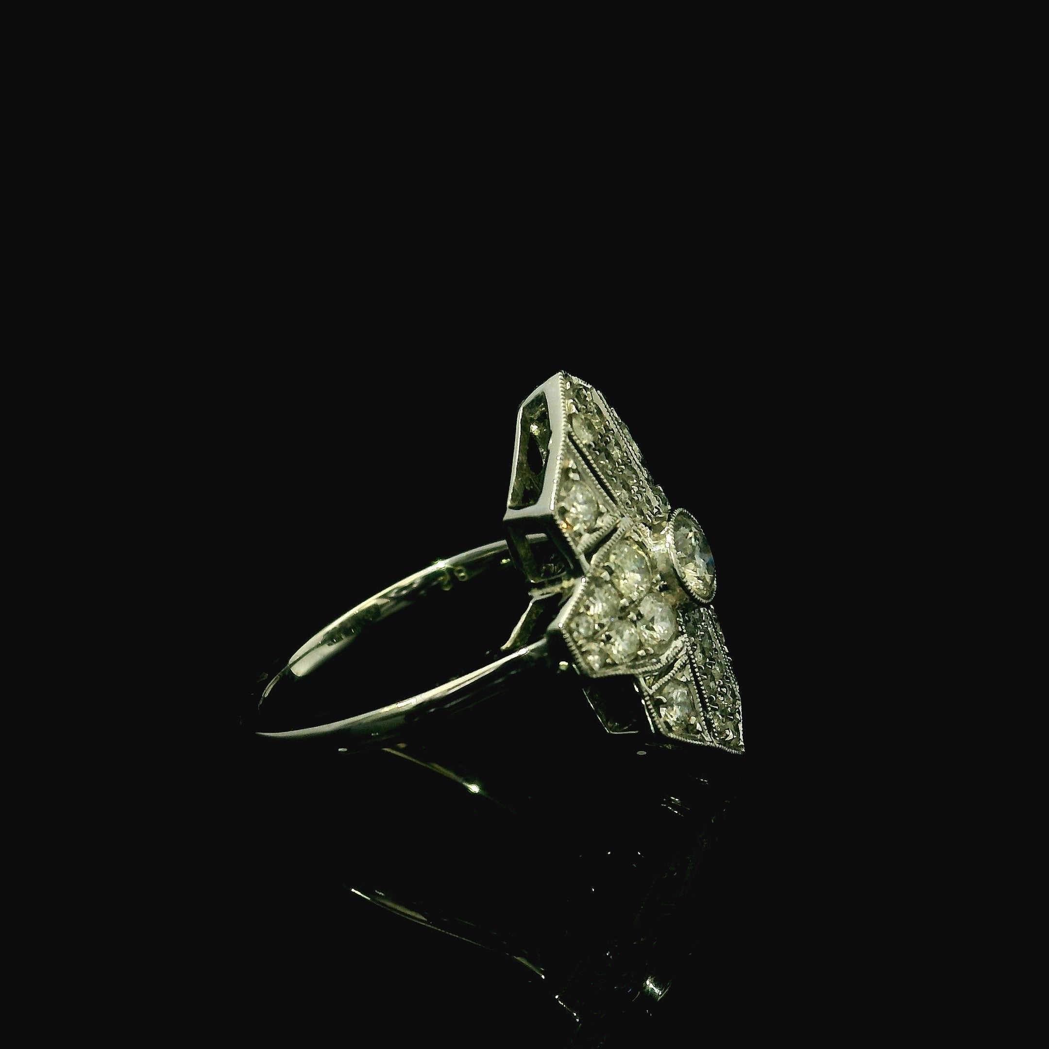 platinum ring. art deco inspired style